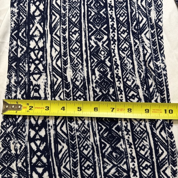 Three Dots Womens Navy White Geometric Tribal Print Wide Leg Rayon Pants Size M - Picture 3 of 9